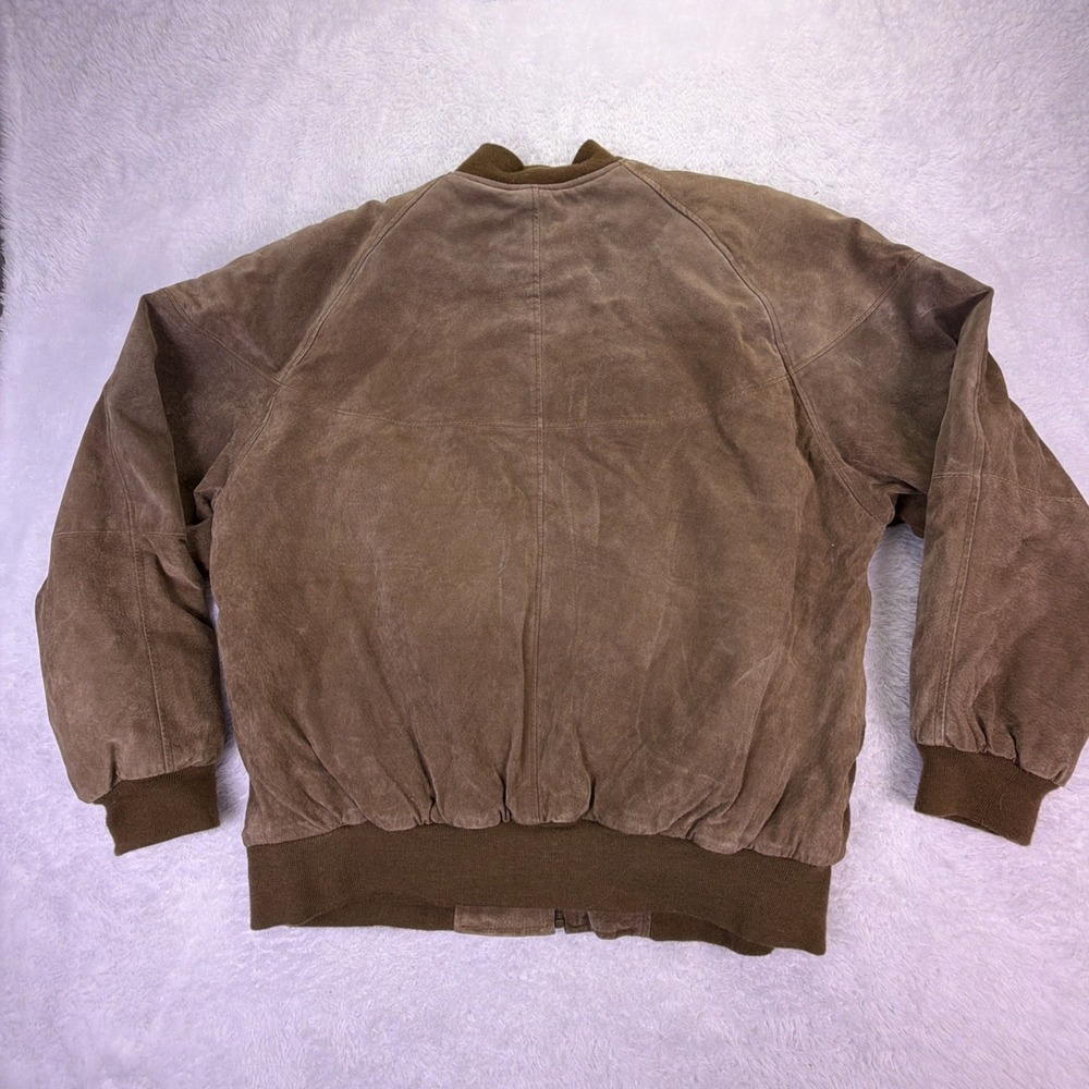 VTG Knights Bridge Brown Suede Leather Bomber Jacket Mens L Quilted Liner 90s - Picture 7 of 10